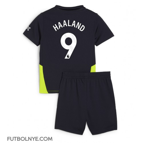 Camiseta Manchester City Erling Haaland #9 Visitante Equipación para niños 2024-25 manga corta (+ pantalones cortos)